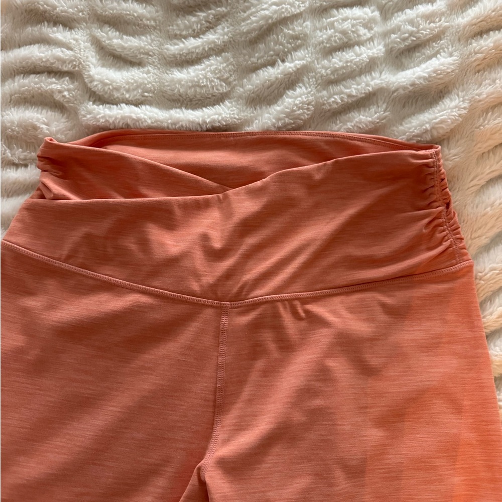 ODODOS Cloud Feeling Cross Waist Yoga Leggings Heathered Coral XL